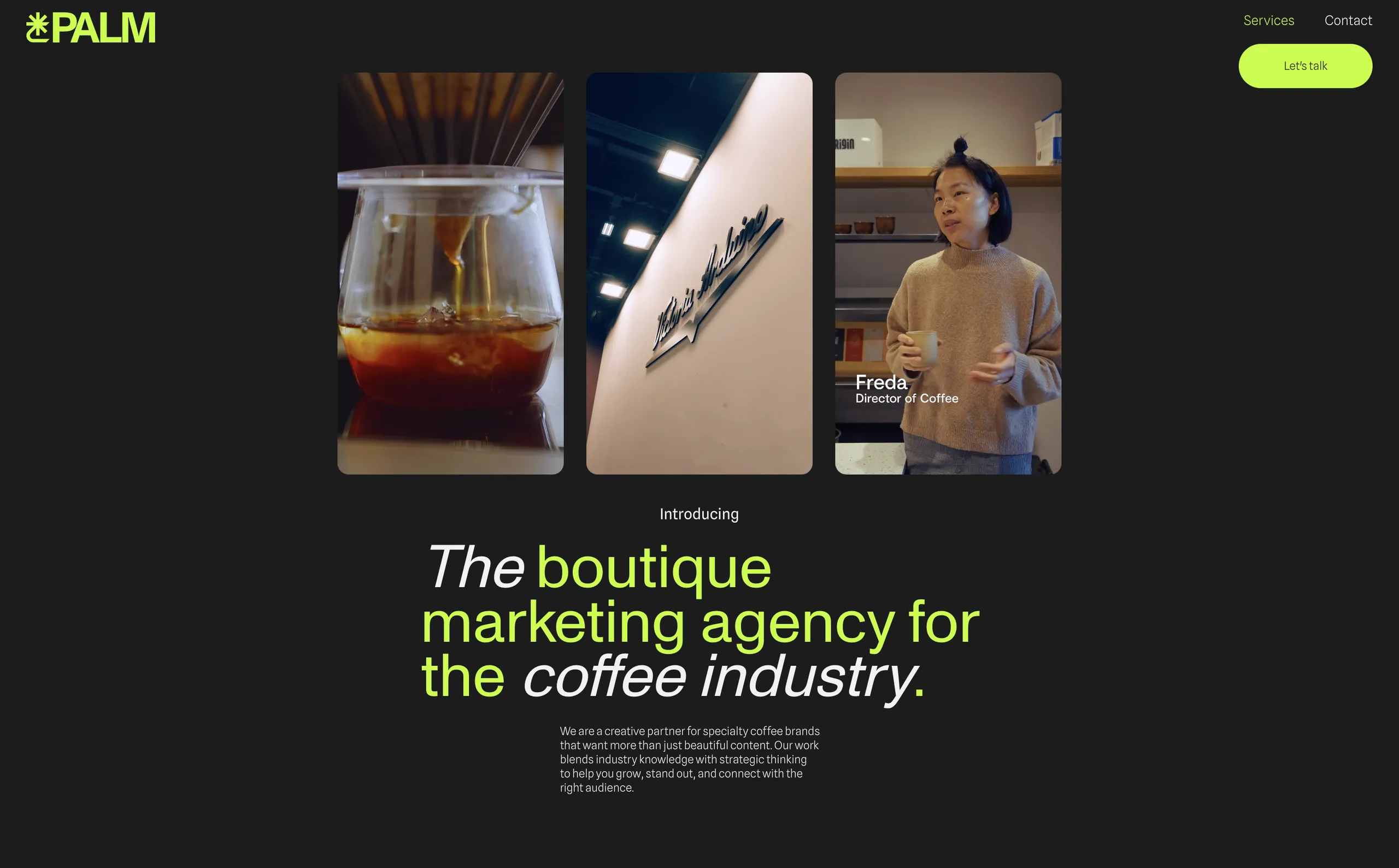 Palm Media Agency website by Sam Hills - Custom Webflow Development